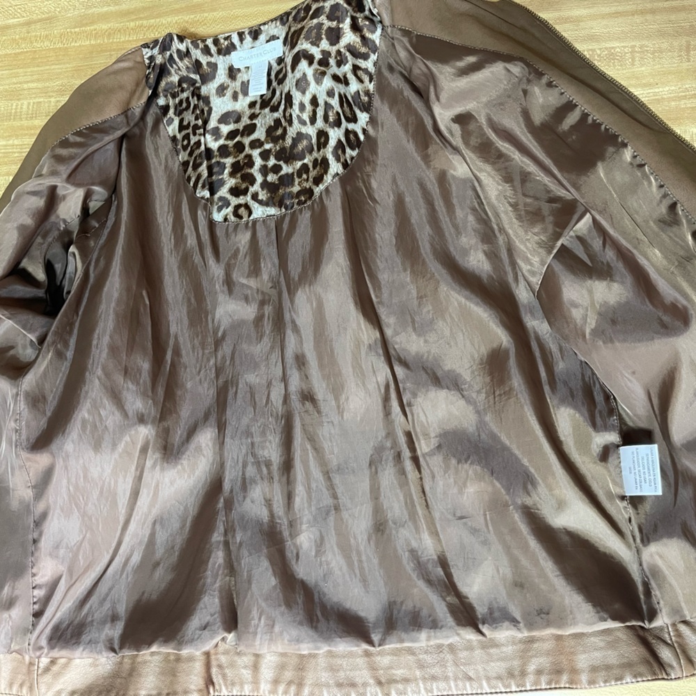 Charter club tan faux leather zipper jacket women’s size M - Picture 10 of 16